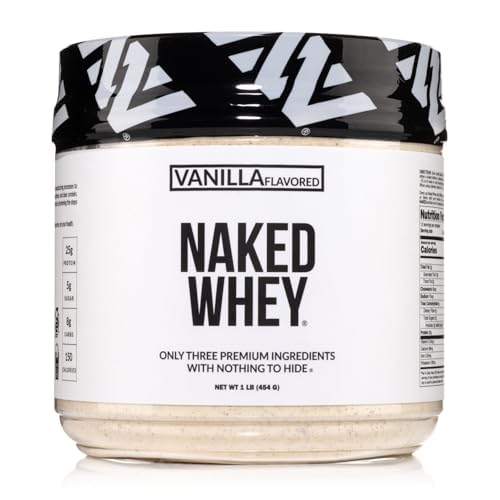 Naked Vanilla Srvátkový proteín 1Lb, Iba 3 zložky, Všetky prírodné trávy Fed Srvátkový proteín prášok + Vanilla + Kokosový cukor - bez GMO, sója, lepok zadarmo. Pomoc svalového rastu, 12 Servisov