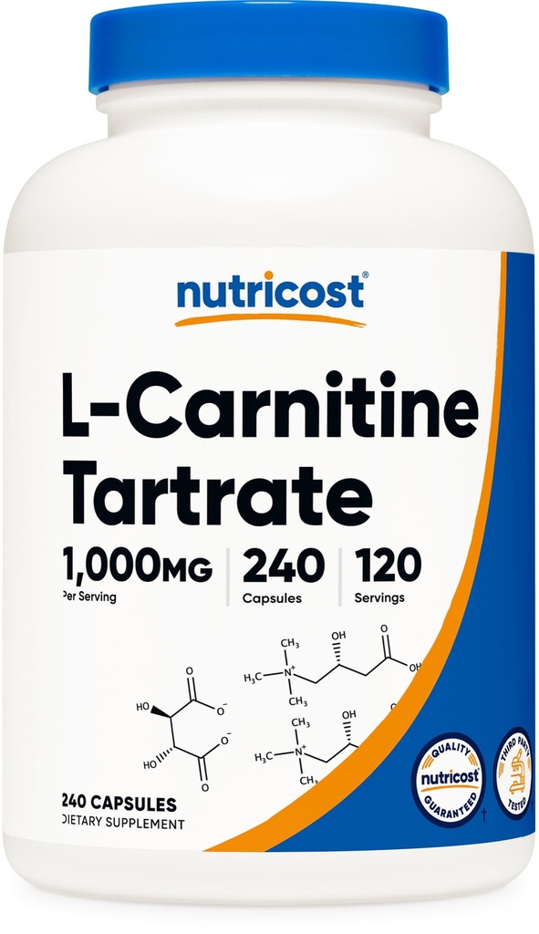 Nutricost L-karnitín Tartrate 1000mg, 240 Kapsule - 500mg per capsule, 120 Servings