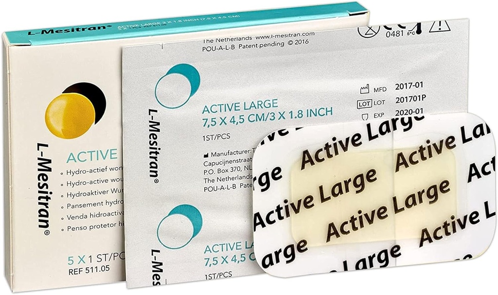 L-Mesitran Medové pásy medicínskej triedy (5 kusov v 1 balení) - 30% med - rany liečiace vodeodolné medikované nededičné Sterilné perličky obliekanie na pokrytie malých rezov, odreniny, popáleniny