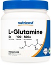 Nutricost L-Glutamine Powder (500 Grams) Unflavred - Gluten Free & Non-GMO, 100 Servings