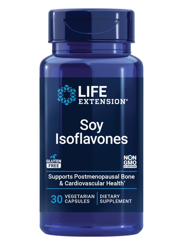 Life Extension Soy Isoflavones, Heart, Bone & Cellular Health Support for Post-menopauzal Women, Gluten-free, Non- GMO, Vegetarian, 30 Kapsule
