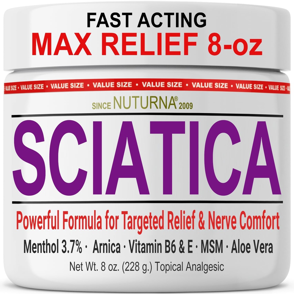 Ischias Nerve krém - maximálna sila Komfort krém pre nohy, ruky, nohy, prsty, späť - prírodné Ultra sila Arnica, MSM, Menthol, upokojujúce komfort, veľké 8 Oz