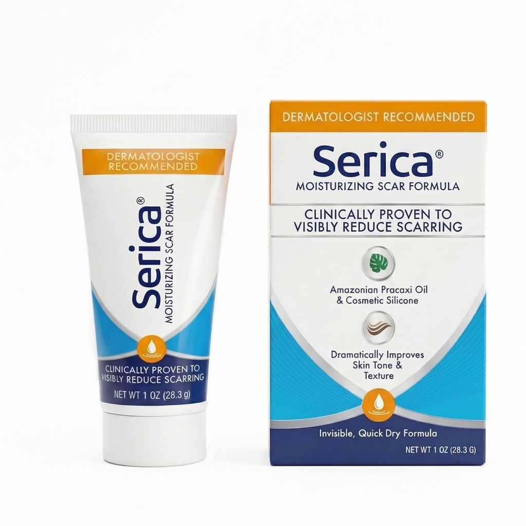 Serica Scar Gel Advanced Silicone Formula, Viditeľne znižuje vzhľad jazvy z chirurgie, Akné, zranenia - klinicky preukázané výsledky, 1oz