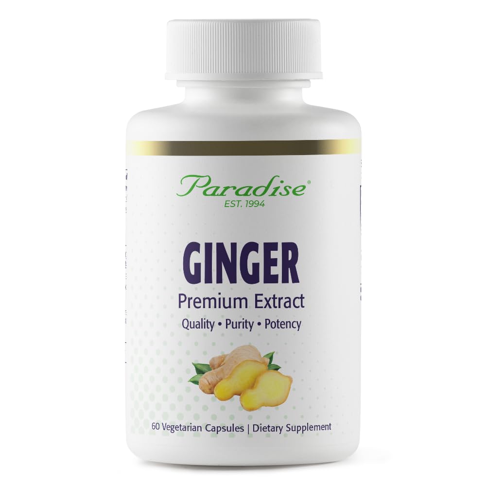 Rajové byliny Premium Ginger Extract for Digestive Health, Super Potent, Ultra Pure, Vegan, Non-GMO, Gluten Free, 60 Vegetariánske kapsule