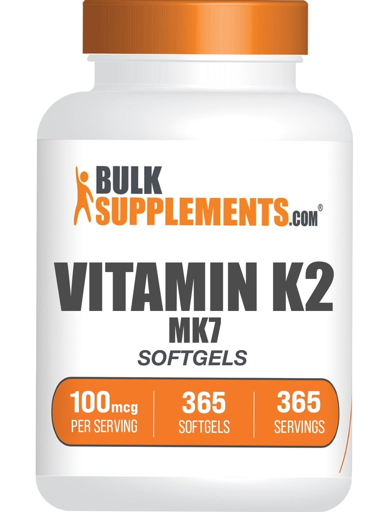 BulkSupplementments.com Vitamín K2 Softgels - Vitamín K2 MK7, vitamínové doplnky - bez lepidla, 1 Softgel per Serving, 365 Počet (Pack of 1)