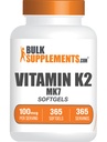 BulkSupplementments.com Vitamín K2 Softgels - Vitamín K2 MK7, vitamínové doplnky - bez lepidla, 1 Softgel per Serving, 365 Počet (Pack of 1)
