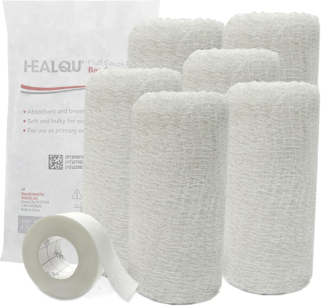 Kerlix Gauze Bandage Rolls - 4 1/2 v x 4.1 Yds, 6 Ply - 6 Single Sterilné Pocuhes - Extra Absorbency - Latex Free, Hospital Grade Cotton Fluff Bandage Wrap Krinkle Style - pre starostlivosť o rany a prvú pomoc