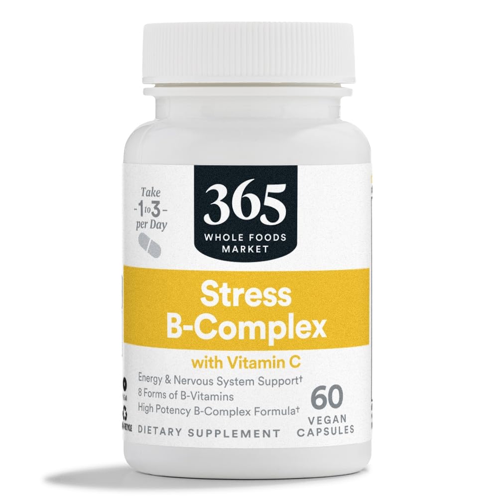 365 podľa trhu s celými potravinami, stres B-komplex s vitamínom C, energie a nervového systému, Vegan, 60 Kapsule