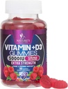 Vitamín D3 doplnok Gummy 5000 IU (125 μg) Dietetické vitamíny D pre mužov a ženy - kosti, zuby, svalové a imunitné zdravie podpora, vysoká potencia VIT D3 príroda non-GMO a lepidlo zadarmo - 60 Gumies