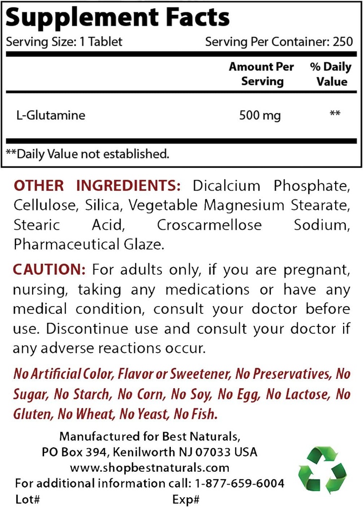 Najlepšie prírodné L-Glutamine 500 mg & L-Citrulín 1500 mg