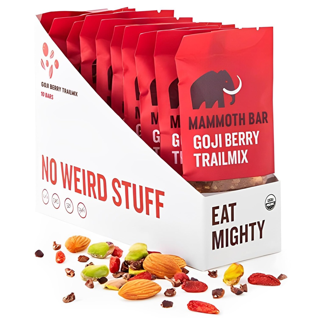 Mammoth Bar Goji Berry Trail Mix - 10 Organic Protein Bars 