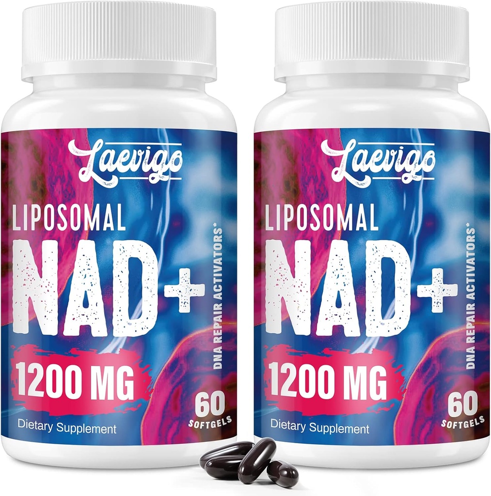 Liposomal NAD+ Supplement 1200mg High Absorption, Cellular Energy & Mitochondrial Support, NAD Plus for Longevity & Vitality, Anti-Aging Formula, 120 Softgels