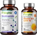 biofil B-3 nikotínamid 500 mg 180 Vkaps Plus voľný vitamín D-3 5000 IU 30 Softgels - Nicotinic Amide Niacin Natural Flush-free vitamín Formula - podporuje zdravie kožných buniek