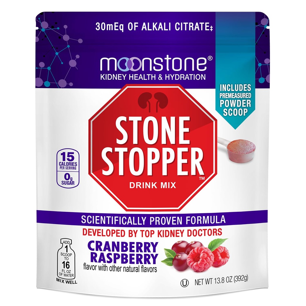 Moonstone Stone Stopper Drink Mix, Cranberry Malinová, Obličky Stone Prevencia, Vápnik Oxalát Protector, vyvinutý urológmi zlepšiť hydratáciu a podporu zdravia obličiek, 30 dní dodávky