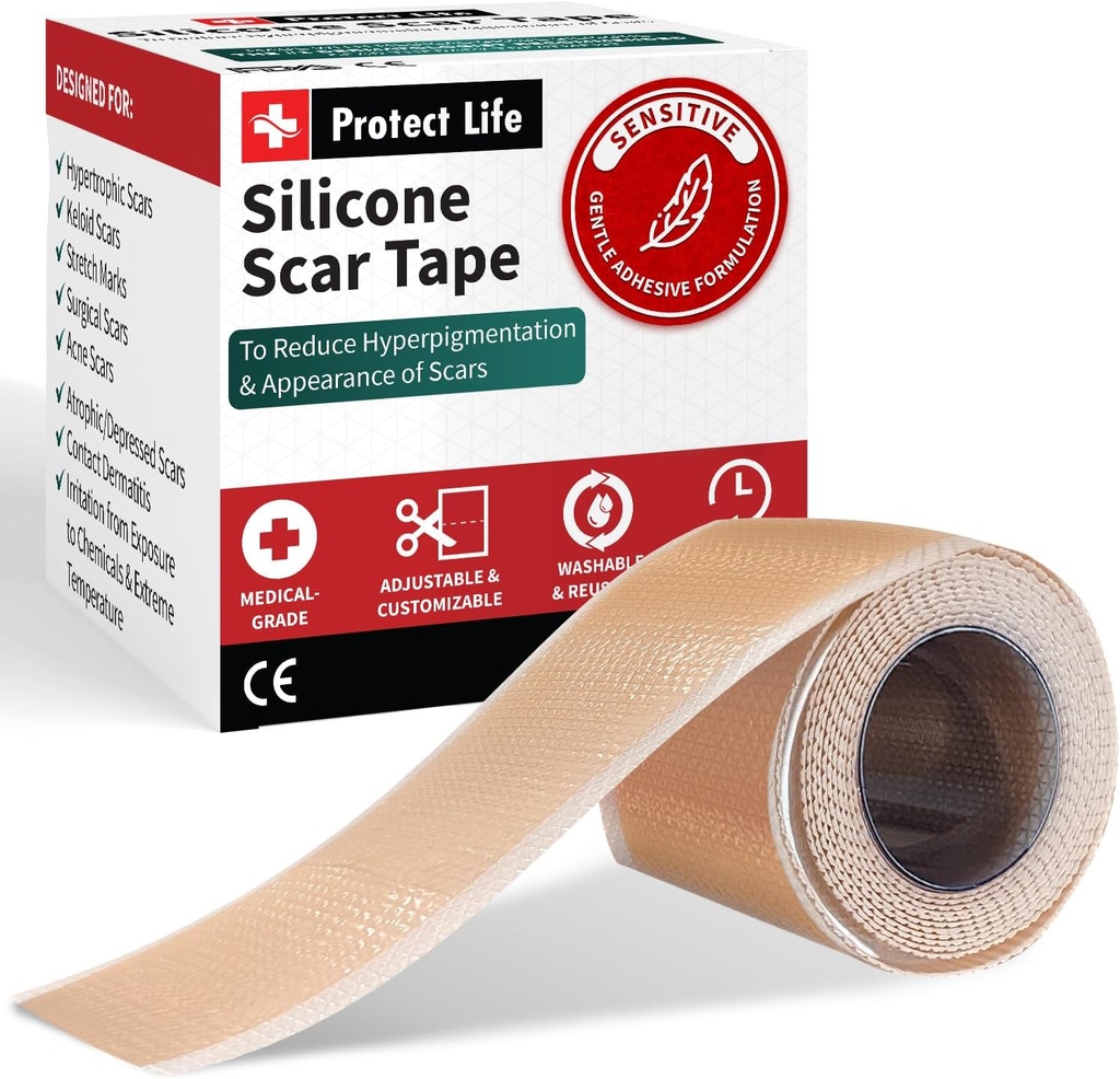 Chráňte život Silikónové zjazvenie listy 1.6" x 118" Roll-3M - Zdravotnícka známka Zjazvenie Tape pre odstránenie Keloid Bump - Opakovane použiteľné Silikónové pásky Zjazvenie Zjazvenie Pások, Záplaty pre chirurgické jazvy, C oddiel