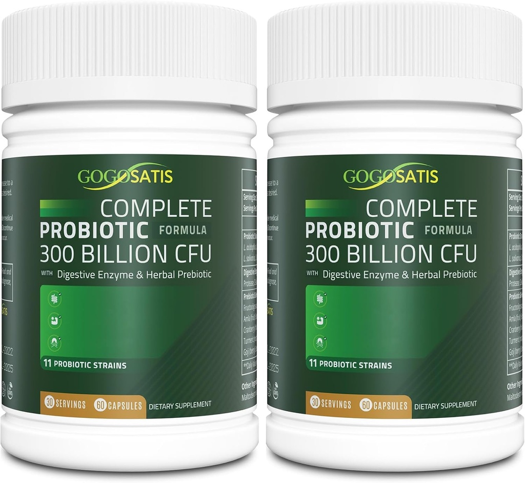 Probiotiká pre ženy a mužov, 300 miliárd CFU 11 Kmene, Acidophilus Probiotic Supplement with Organic Herbal & Digestive Enzymes Stabilný pre zažívacie a imunitné podporu 120 Počet