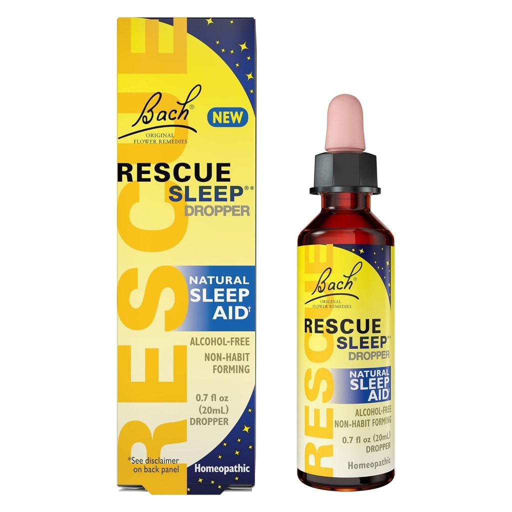 Bach RESCUE SPEEP Dropper 20ml, Natural Sleep Aid, Homeopatické kvetinová esencia, bez melatonínu, cukru, & Gluten, Rodinné-Priateľne, Non-alkohol Formula