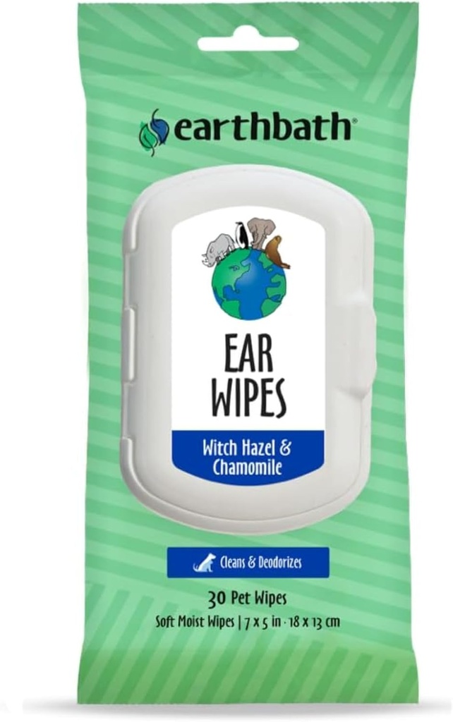 Earthbath Dog Ear Wipes - Gentle Dog Ear Cleaner, Best Pet Wipes for Dogs & Cats, Made in USA, Cruelty-Free Dog Wipes, Keep Your Pet's Ears Prirodzene Clear & Infection Free - 30 Gróf (1 balenie)