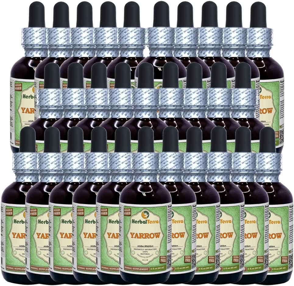 Jarrow (Achillea Millefolium) Glycerit, Organicky sušený Kvetinový tekutý extrakt bez obsahu alkoholu (názov rastliny: HerbalTerra, hrdo vyrobené v USA) 30x2 fl.oz (30x60 ml)