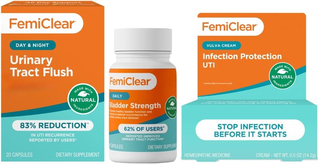 FemiClear - deň & Night Urinary Support - Bladder Strength Supplement - Ochrana infekcie Vulva krém, ochrana proti močových ciest infekcie- vyrobené v USA