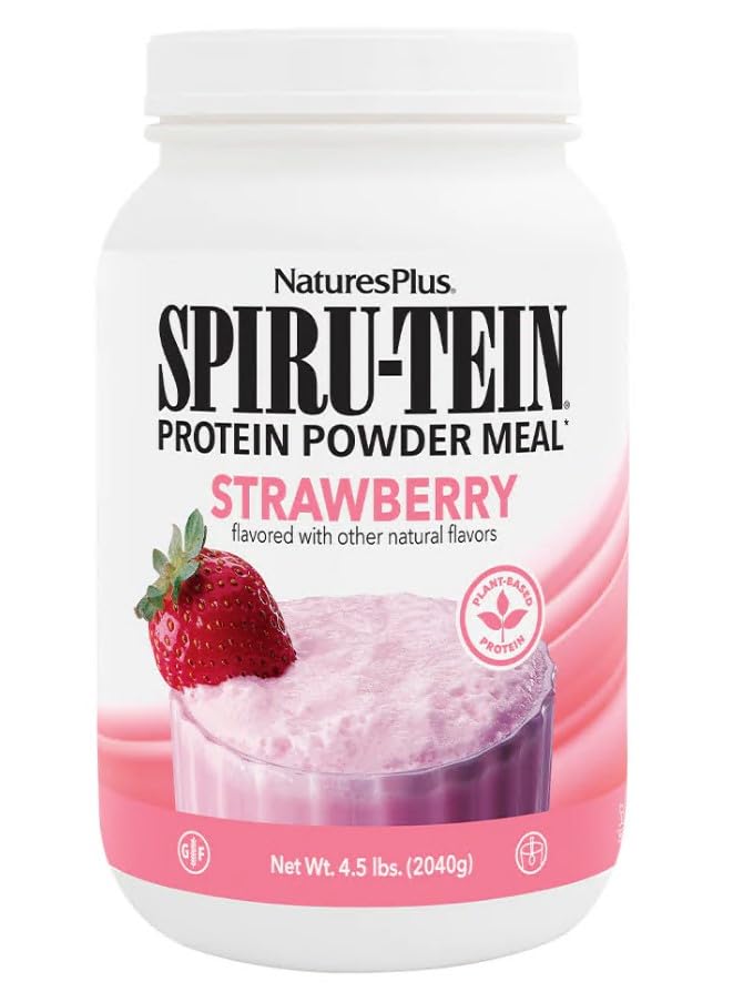 PrírodaPlus SPIRU-TEIN, Strawberry - 4,5 lbs - Rastlinný proteín Shake - Non-GMO, Vegetarián, Gluten Free - 60 Servisné služby