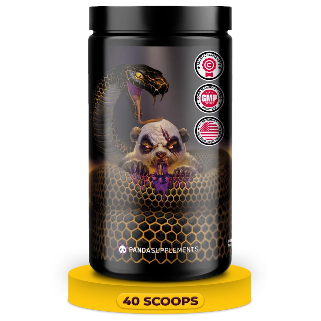 Undergound Bio Labs: Panda Supps Pandamic, Extreme Pre Cvičenie pre maximálny výkon, Pump, a Focus (40 Scoops) (Grape Bubblegum)
