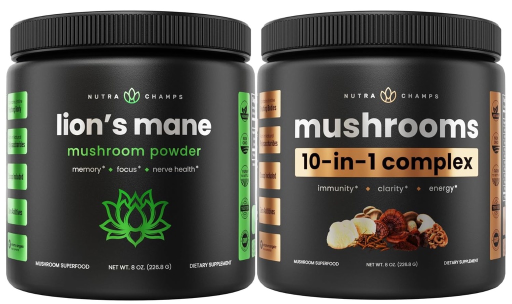NutraChamps Lions Mane Powder & 10 v 1 Hubový prášok