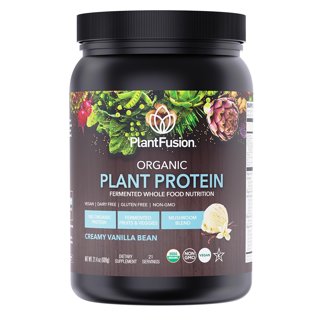 SOTRU Organic Vegan Protein Powder - celé potraviny, Plant Based Protein Powder with Green Superfoods, Enzymes & Probiotiká - USDA Certified Organic, Non-GMO, Gluten-Free - Vanilla 18,5 oz, 21 Servings