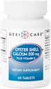 GeriCare Oyster Shell Calcium 500 mg + Vitamín D, zdravie kostí, Nutritional Supplement Tablets, 60 grófov (Pack of 1)