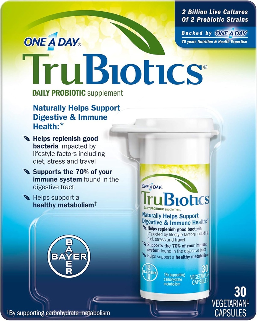 TruBiotics Daily Probiotic 30 Kapsule - Gluten Free, Soy Free Digestive + Immune Health Support Supplement for Men and Women (Pack of 3)
