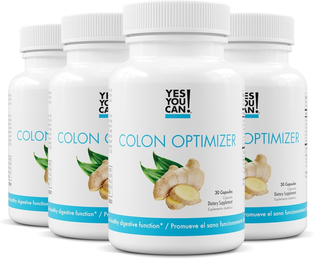 Áno, môžeš! Probiotiká Colon Optimizer Supplement - Gut Health and Žalúdok Supplement for Men and Women, Organic Probiotics with Ginger and Peppermint for Digestive Health, 30 Kapsule - 4 balenia