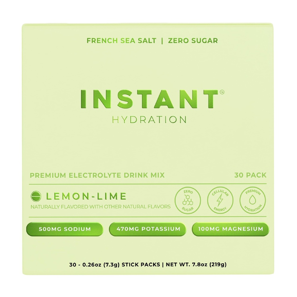Instant Hydratácia Elektrolyty prášok balíčky - citrónová vápno nápoj Mix - Zero Cukor - Keto, Vegan, Gluten-free, non-GMO - Boost Recovery, zdravie mozgu, svalov a tkaniva podpora- 30 Sticks