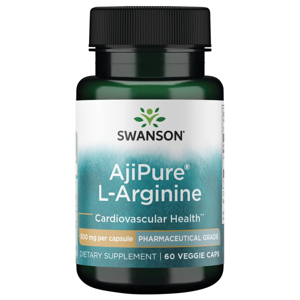 Swanson Amino Acid Ajipure L- Arginine Pharmaceutical Grade 500 Milligrams 60 Veg Kapsule