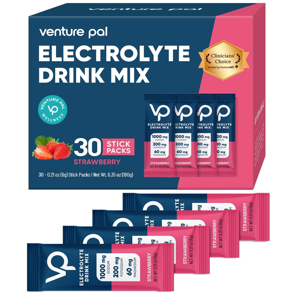 Venture Pal s vysokým obsahom sodíka bez elektrolytov prášok balíček - hydratačné balíčky s vitamínom, sodíkom a draslíkom 