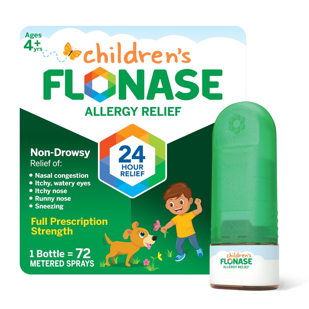 Flonase Children allergy Relief Nosal Spray, 24-hodinový non-Drowsy Multi-Symptom Relief 72 Sprays