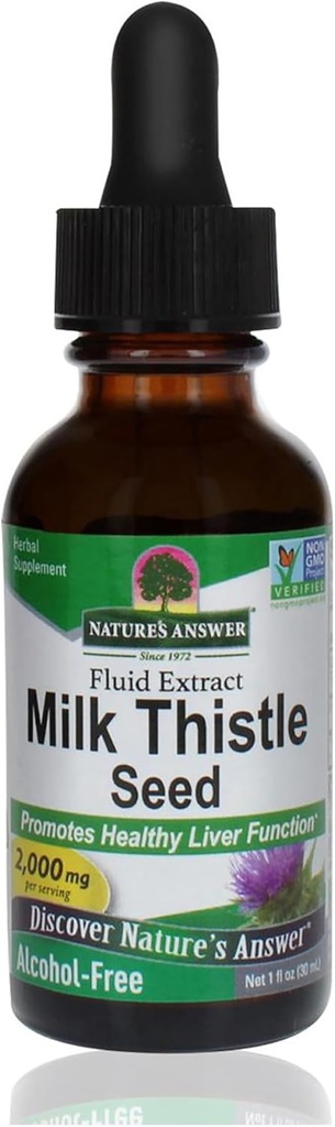 Nature's Answer Alcohol-Free Milk Thistle 1 Ounce Extract | Supports Hepatic System | Vegan | Non-GMO | Gluten Free | Kosher