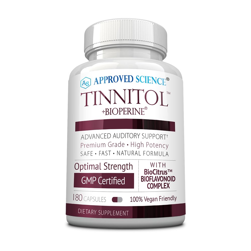 Schválená veda Tinnitol - Tinitus podpora Supplement - Jednoduché zvonenie v ušiach - Boost vnútorné zdravie ucha - 1 fľaša - 3 mesiace dodávky - vyrobené v USA