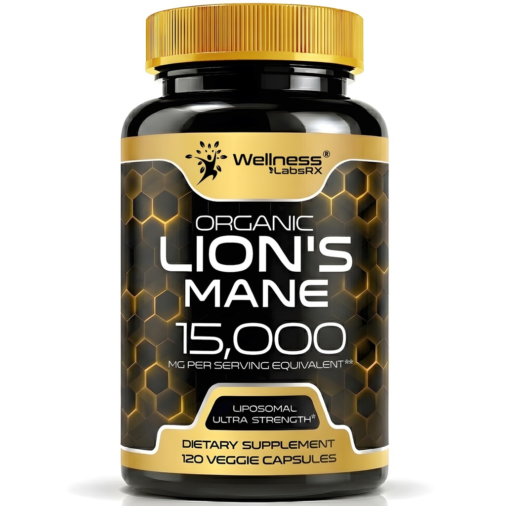 Lions Mane Supplement Kapsule - 120 Gróf - Huba Supplement, Brain Supplements for Memory and Focus, Lion's Mane Mushroom Capsulses Organic - Cognitive and Immune Support, Focus Supplement