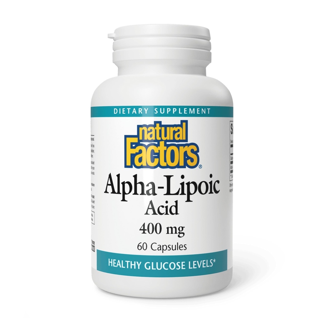 Prírodné faktory Alfa- Kyselina lipoová 400 mg, Podpora antioxidantu celého tela, 60 kapsúl