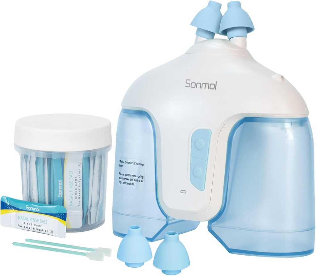 Systém zavlažovania nosa s 50 soľnými paketami (modrá), Sinus Rinse Machine, Čistič nosa pre dospelých sinus, práčka nosa rinsing Sinus Relief Machine