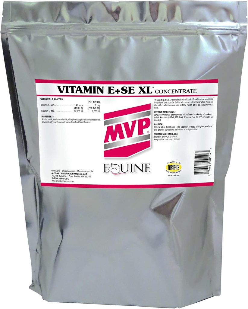 Vitamín E/SE XL (10lb) Koncentrovaný vzorec na podporu zdravej svalovej funkcie u koní
