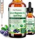 Vápnik Magnézium Zinok, Tekutý vápnik Magnézium Citrát s vitamínom D3 K2, B6, Omega-3, vysoká potencia Tekuté Magnézium Kalcium Drops w. Bylinné doplnky pre kosti, svalovina, Relaxácia, Spánok, Nerve