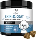 Omega 3 Rybí olej pre psy, lososový olej kože a kabát doplnok pre psov Alergie Relief, Suché a svrbenie pokožku Relief liečba, Alergické žuvačky - Dog Anti Shedding Treats - Shiny Coats - EPA & DHA