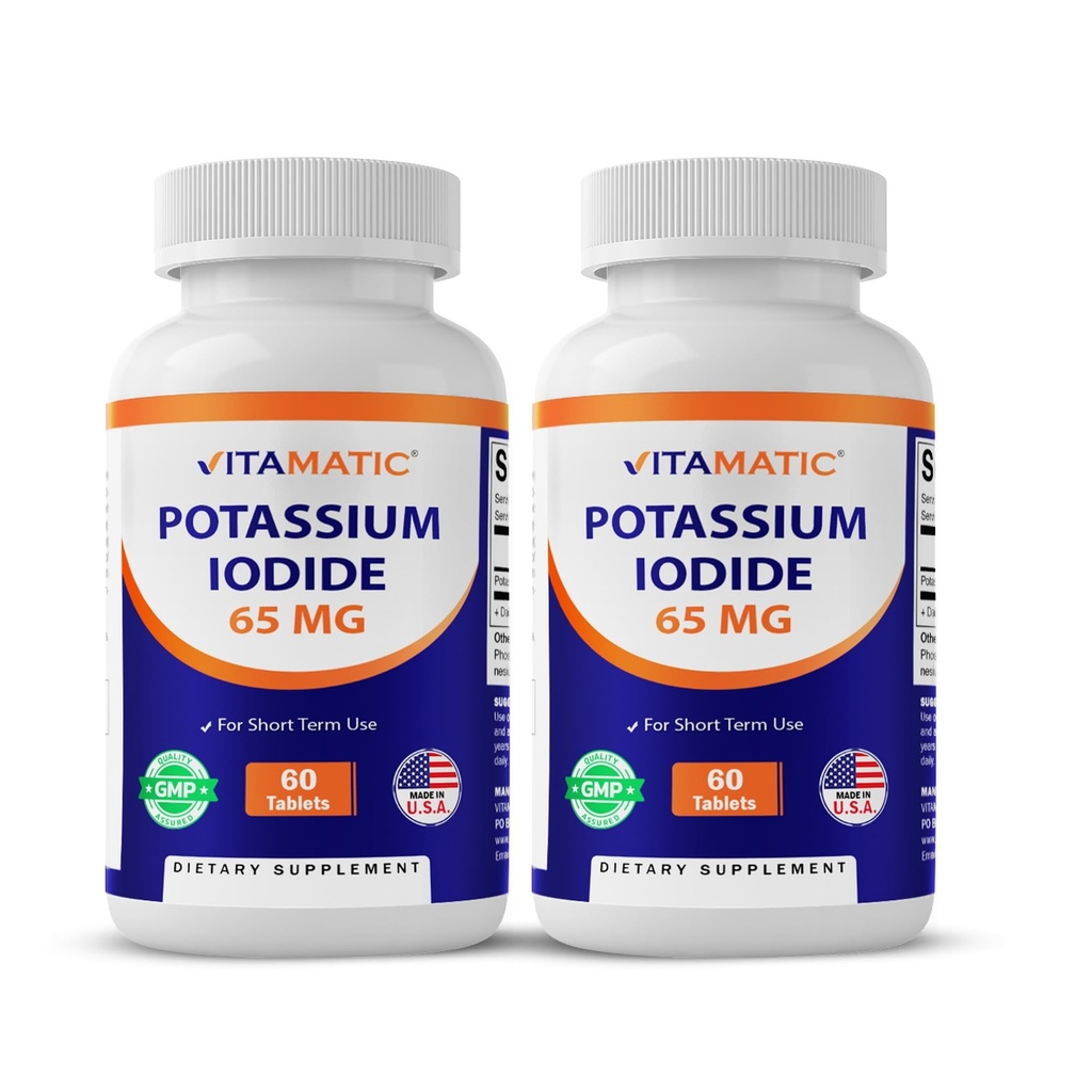 Vitamatický draslíkový jodid 65 mg na obsluhu - 60 tabliet - Podpora štítnej žľazy - KI pilulky (60 počet (dávka 2)