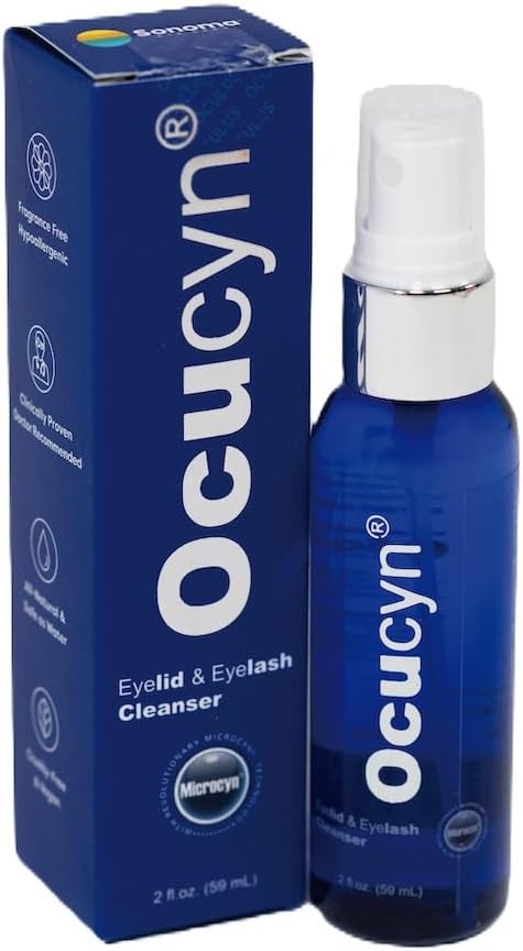 Ocucyn Daily Eylid Cleanser, All-Natural and Pure Hypochlorous Acid Spray Jemne čistí viečka, Liečte príznaky blefaritídy, suché oči, podráždenie očí, Ideálne pre každodenné použitie.