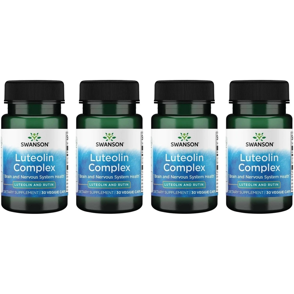 Swanson Luteolin Complex w/Rutin - Podpora mozgu doplnok Podpora pamäte, Mood & Cognitive Health - Prírodná formula na pomoc udržať nervový systém - (30 Veggie Kapsule) 4 balenie