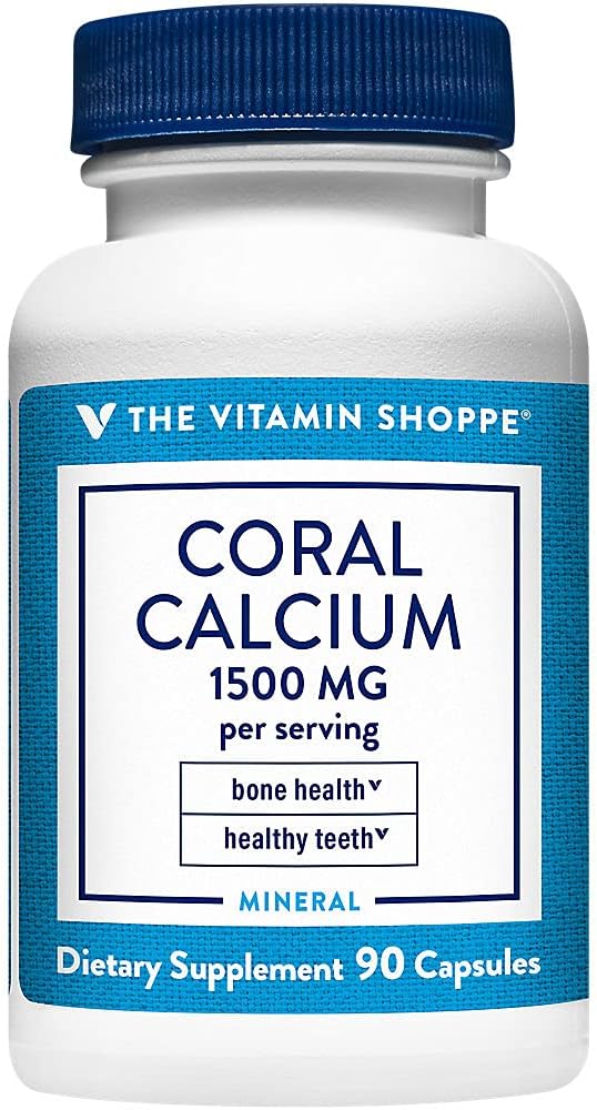 Vitamín Shoppe Coral Calcium 1500MG - Eco Safe Zdroj vápnika, horčíka a stopových minerálov na podporu zdravé kosti a zuby (90 kapsúl)