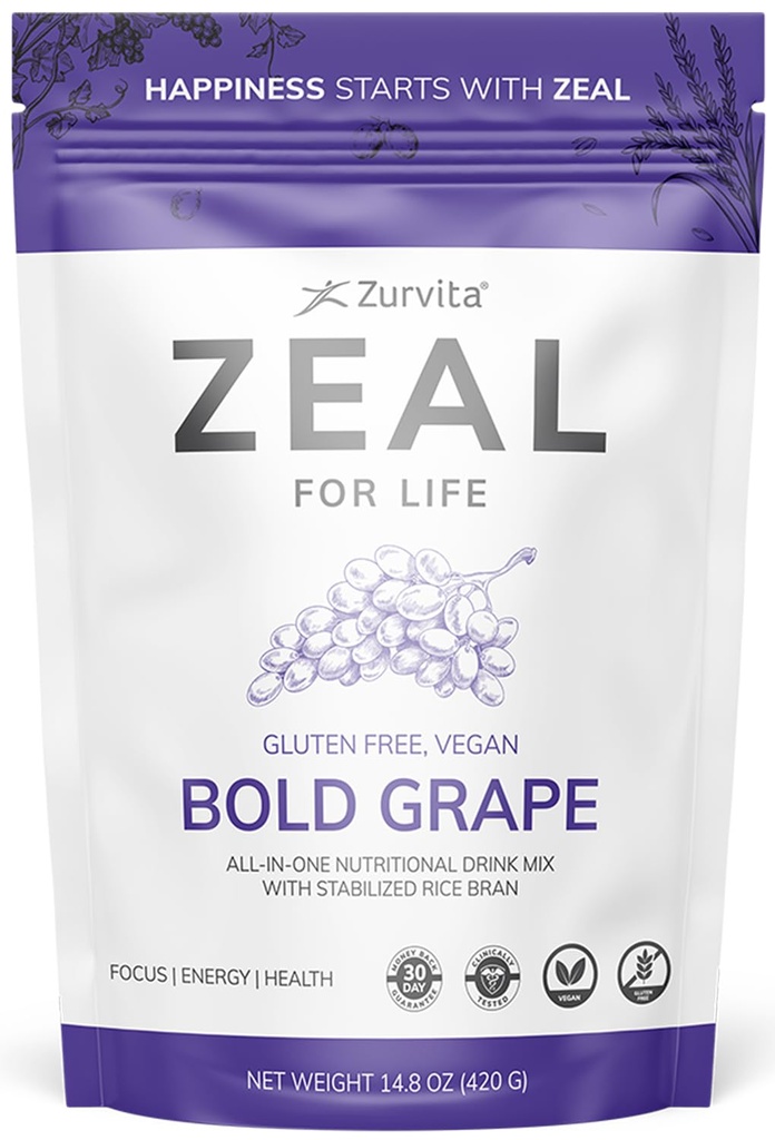 Zurvita - horlivosť pre život - Odvážna hroznová príchuť - Denná výživa doplnok pre vitality, imunita, & Celková Wellness - 30-dňový Wellness taška, 420 Grams