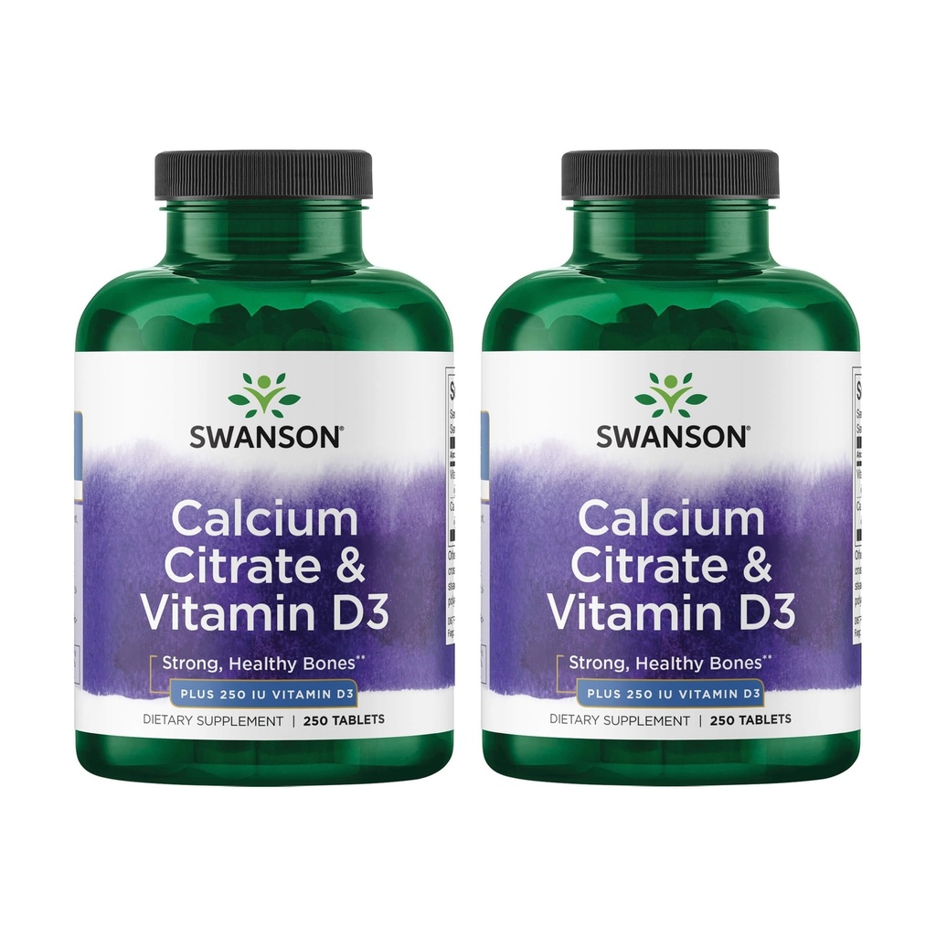 Swanson Citrát vápenatý a vitamín D3 250 Tablety (2 balenia)
