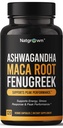 Natgrown Ashwagandha Maca Root senovka grécka extrakt Kapsule doplnok pre Muži a ženy - Vegan Pills - (120 gróf)
